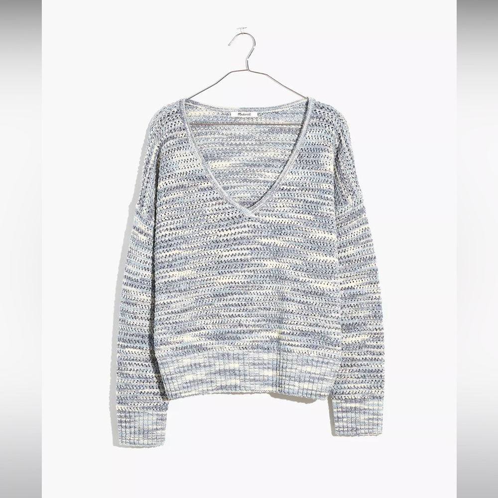Madewell Southbrook Open-Stitch Pullover Sweater in Space-Dye
